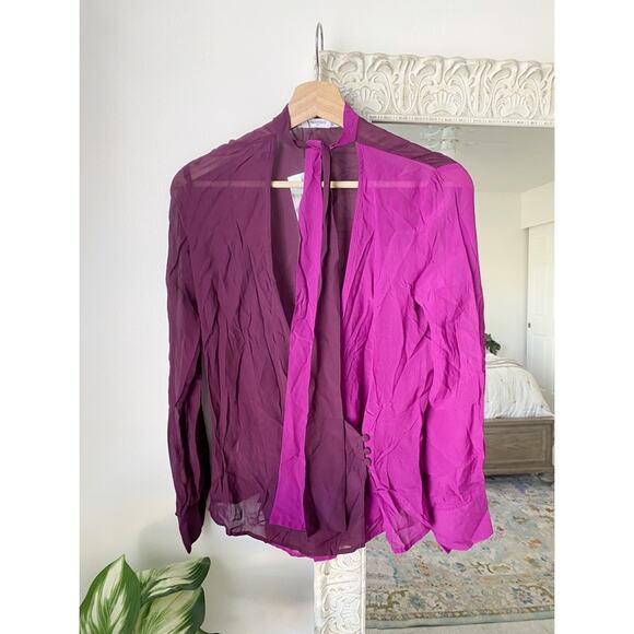 Mango Two-Tone Relaxed Fit Blouse - Picture 2 of 7